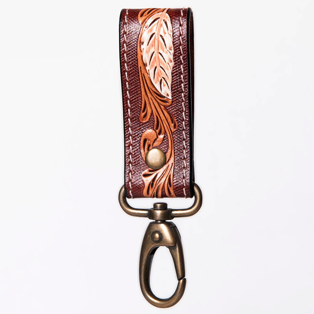 American Darling Hand Tooled Carved Genuine Leather Keyring