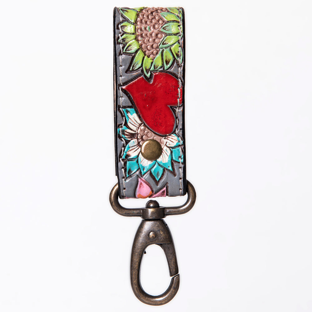 American Darling Hand Tooled Carved Genuine Leather Keyring