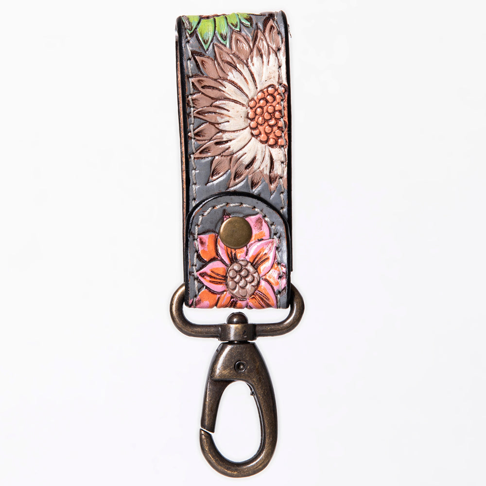 American Darling Hand Tooled Carved Genuine Leather Keyring
