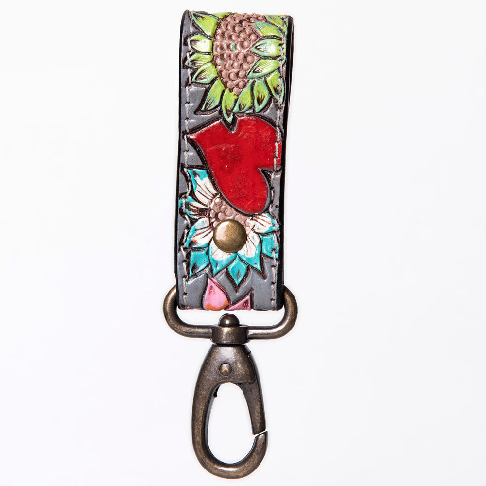 American Darling Hand Tooled Carved Genuine Leather Keyring