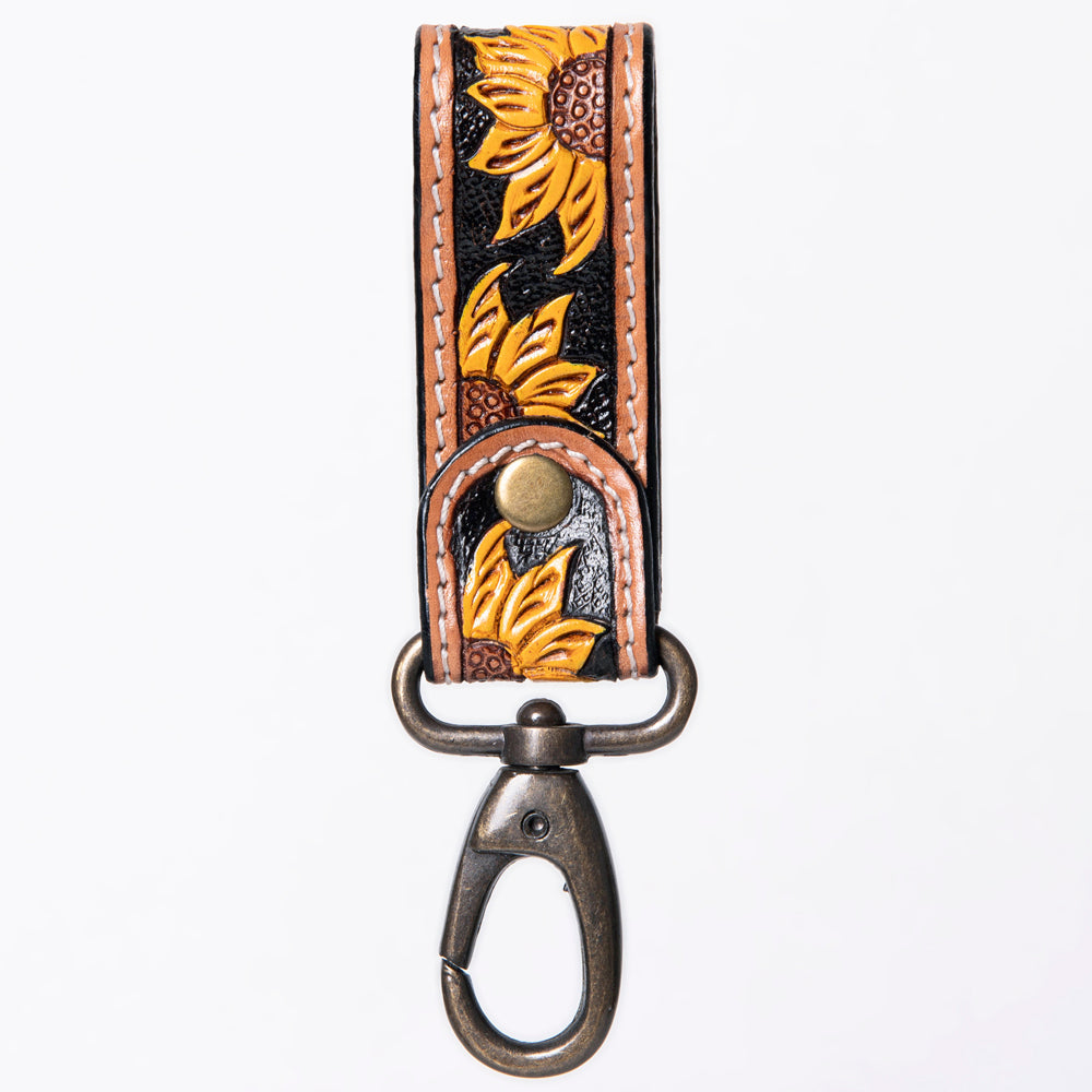 American Darling Hand Tooled Carved Genuine Leather Keyring
