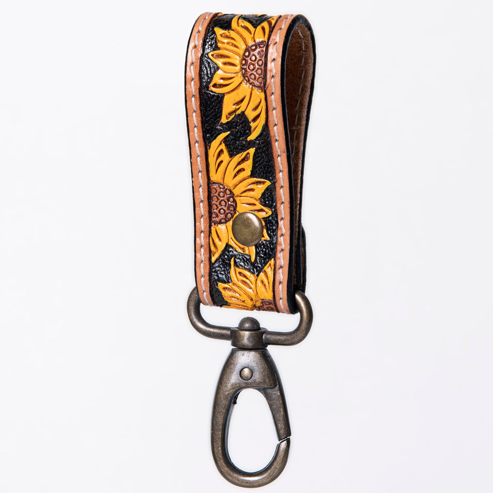 American Darling Hand Tooled Carved Genuine Leather Keyring