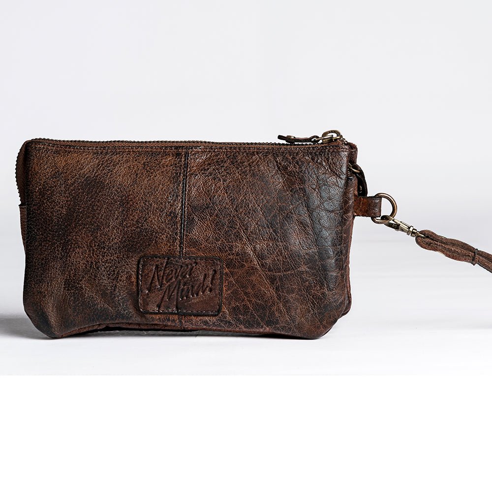 Vintage Handmade Genuine Cowhide Leather Clutch Purse For Women