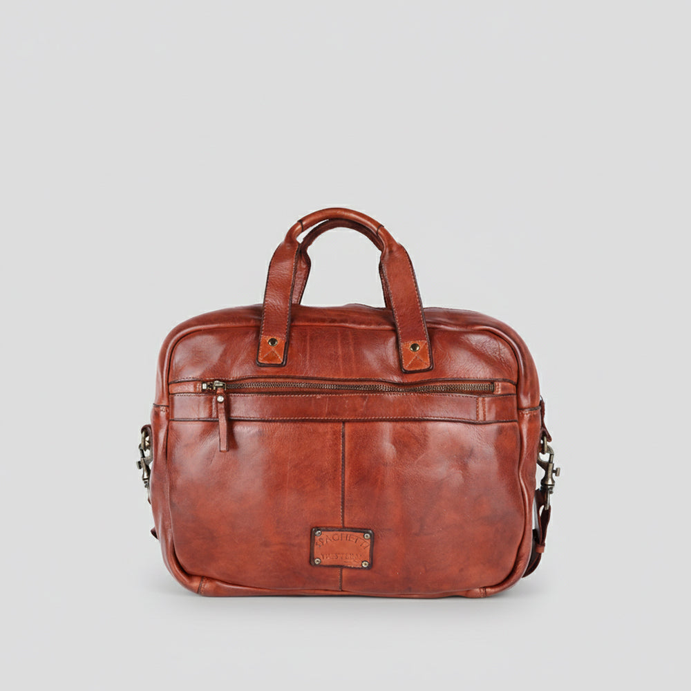 Spaghetti Western Swc405Cg Briefcase Vintage Handmade Drum Dyed Genuine European Cowhide Leather Women Bag Western Handbag Purse