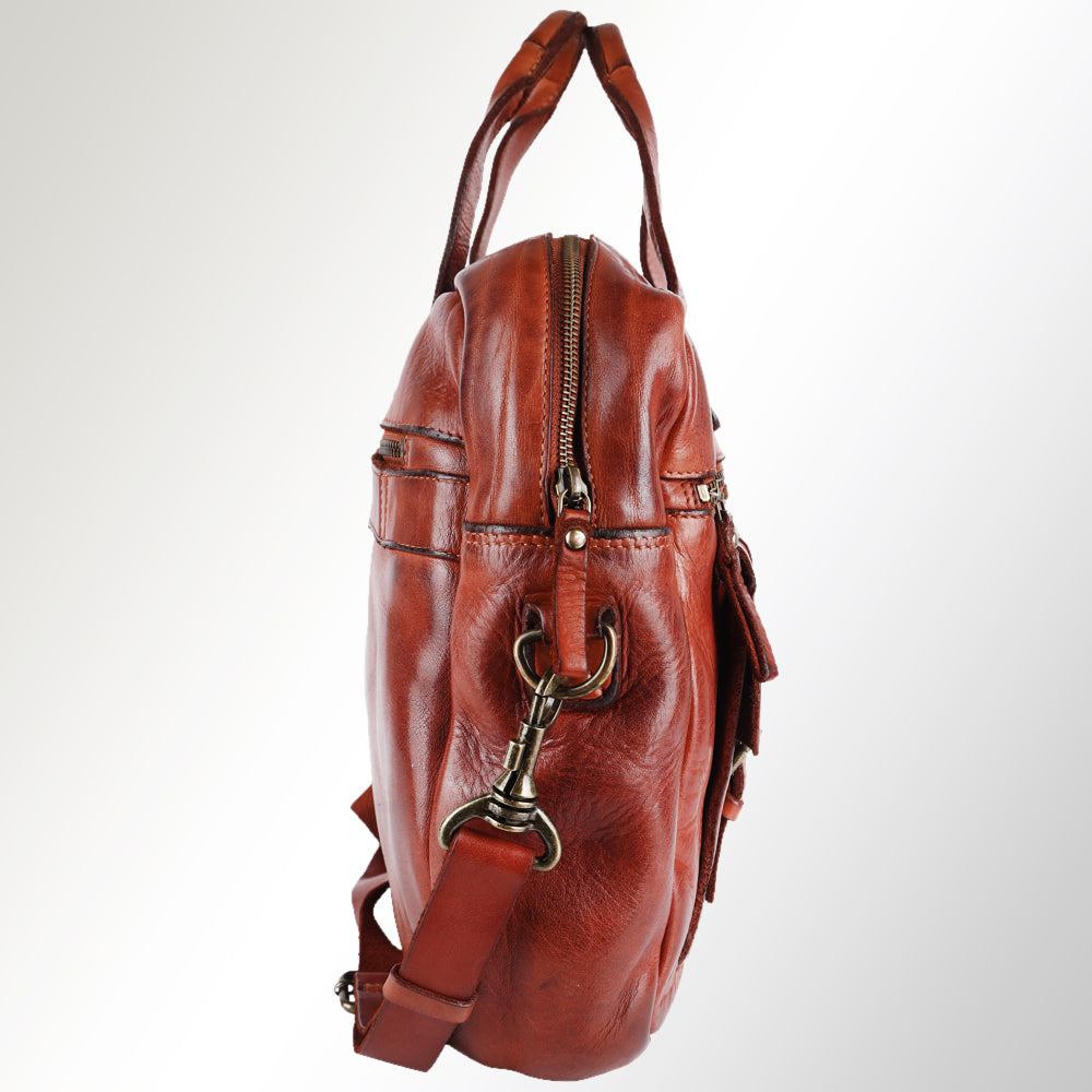 Spaghetti Western Briefcase Vintage Handmade Drum Dyed Genuine European Cowhide Leather