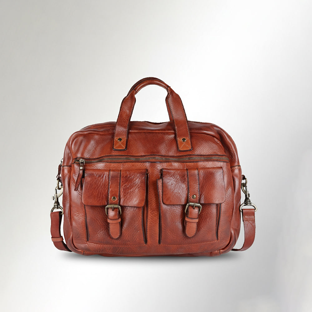 Spaghetti Western Swc405Cg Briefcase Vintage Handmade Drum Dyed Genuine European Cowhide Leather Women Bag Western Handbag Purse