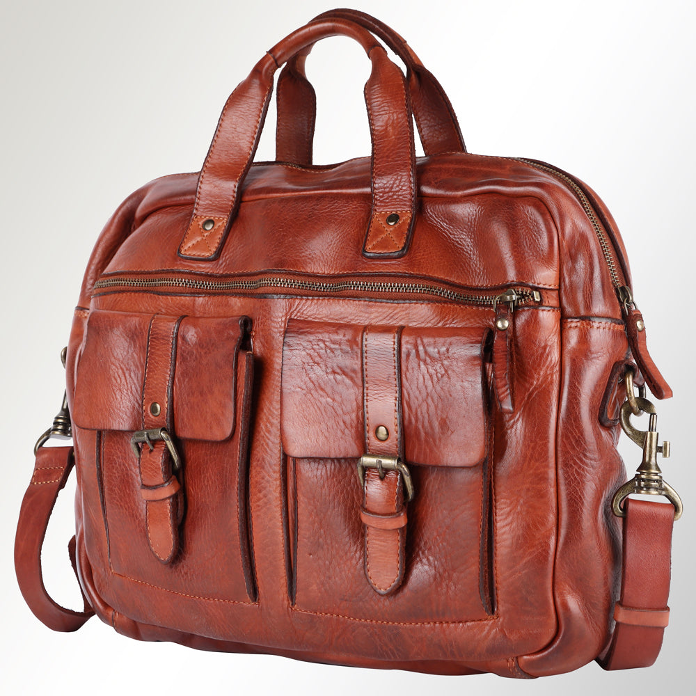 Spaghetti Western Briefcase Vintage Handmade Drum Dyed Genuine European Cowhide Leather