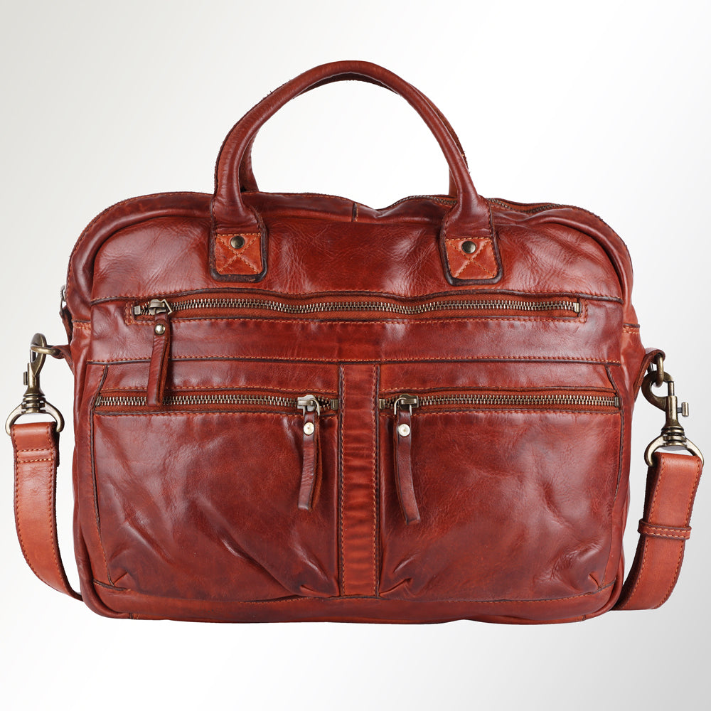 Spaghetti Western Briefcase Vintage Handmade Drum Dyed Genuine European Cowhide Leather