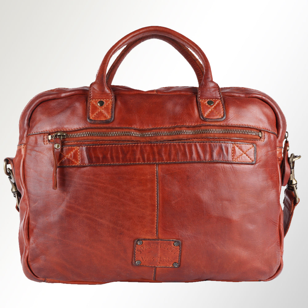 Spaghetti Western Briefcase Vintage Handmade Drum Dyed Genuine European Cowhide Leather