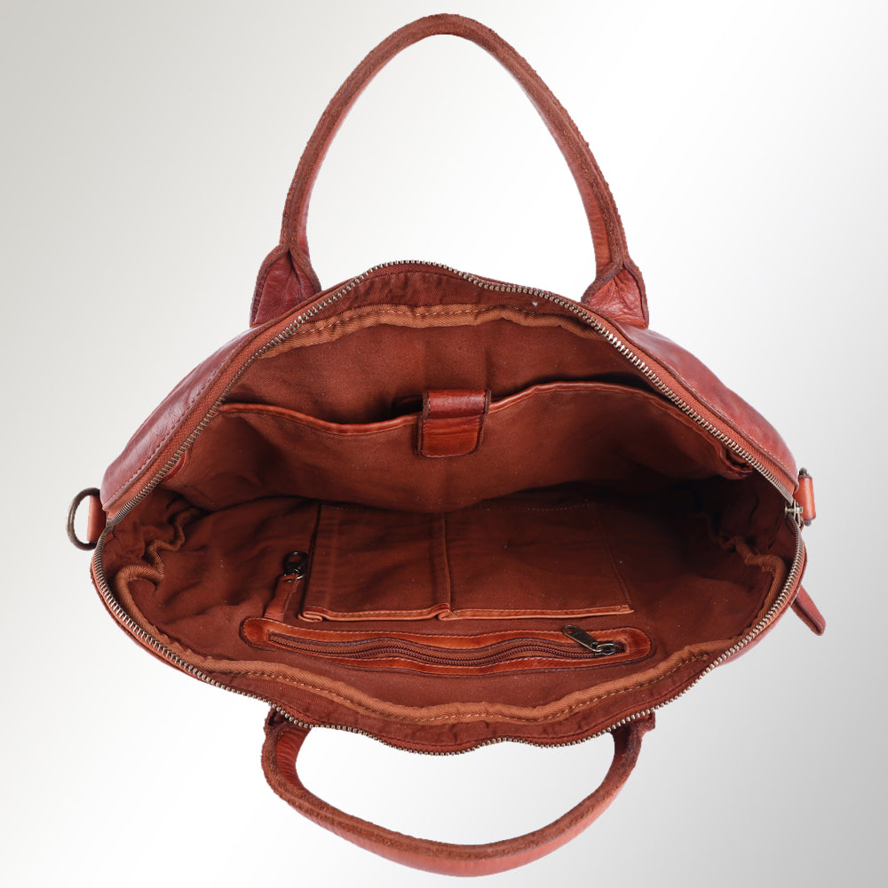 Spaghetti Western Briefcase Vintage Handmade Drum Dyed Genuine European Cowhide Leather