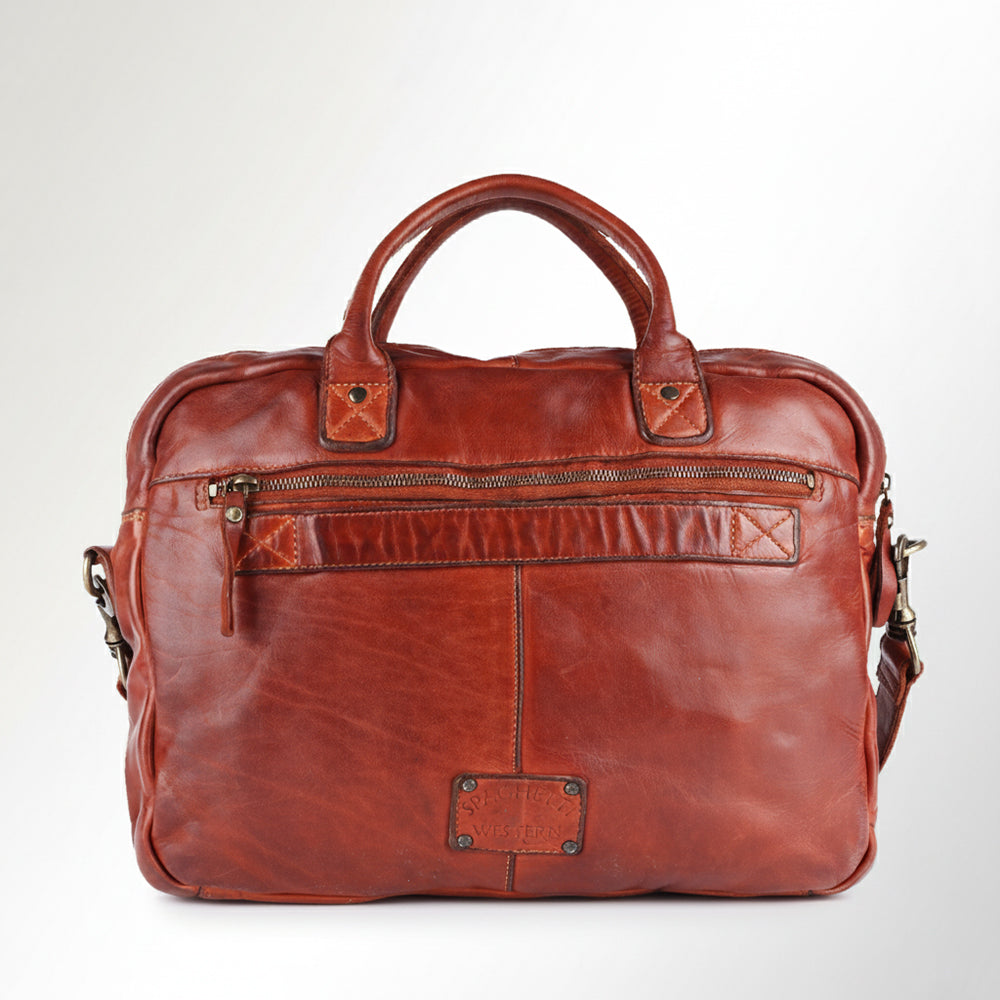 Spaghetti Western Swc409Cg Briefcase Vintage Handmade Drum Dyed Genuine European Cowhide Leather Women Bag Western Handbag Purse
