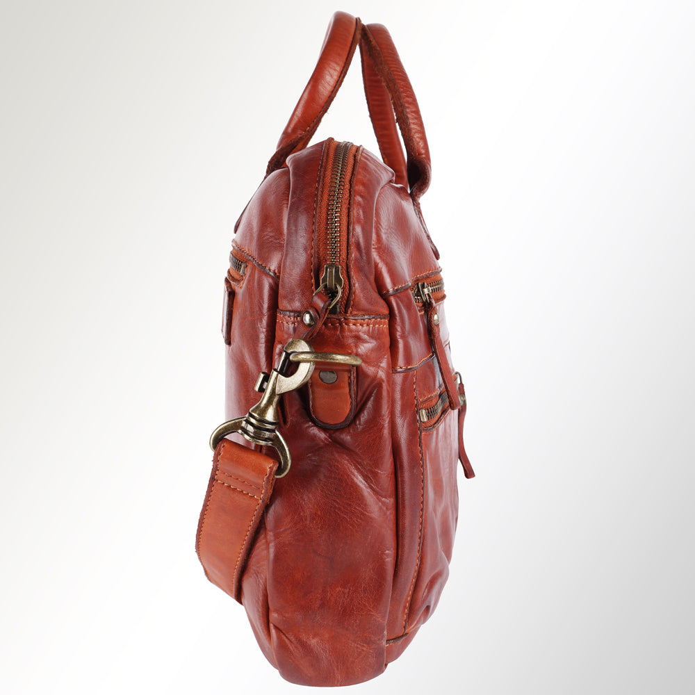 Spaghetti Western Briefcase Vintage Handmade Drum Dyed Genuine European Cowhide Leather