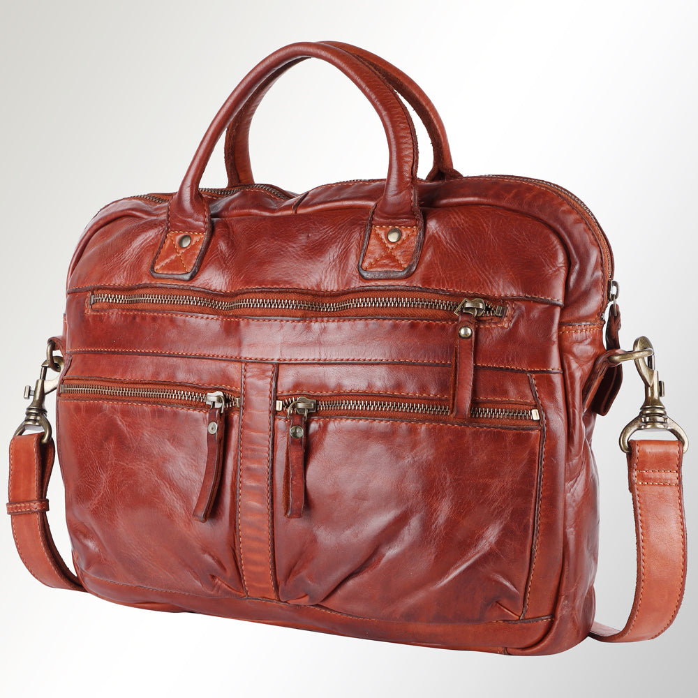 Spaghetti Western Briefcase Vintage Handmade Drum Dyed Genuine European Cowhide Leather