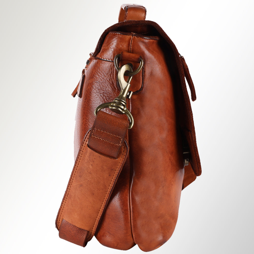 Spaghetti Western Briefcase Vintage Handmade Drum Dyed Genuine European Cowhide Leather