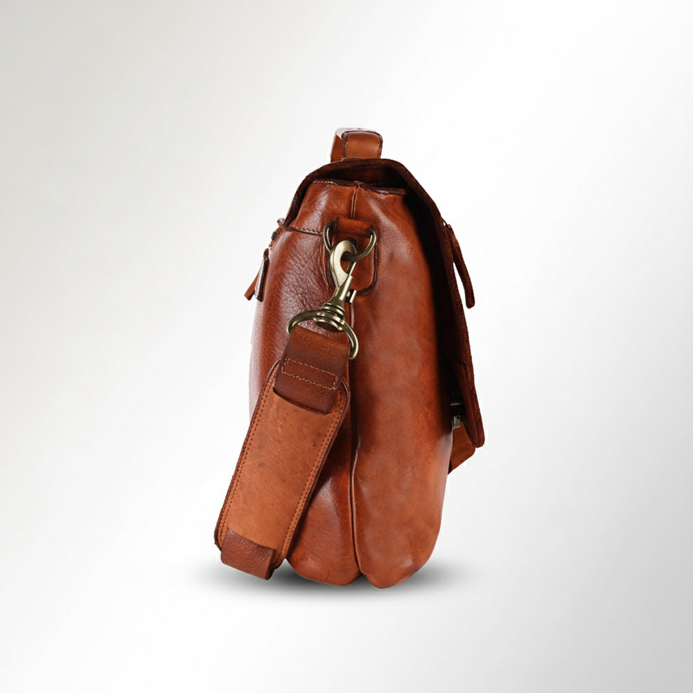 Spaghetti Western Swc408Tan Briefcase Vintage Handmade Drum Dyed Genuine European Cowhide Leather Women Bag Western Handbag Purse