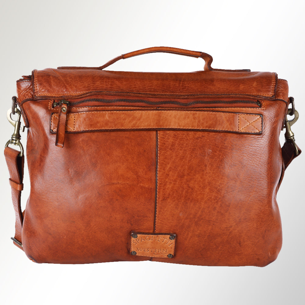 Spaghetti Western Briefcase Vintage Handmade Drum Dyed Genuine European Cowhide Leather