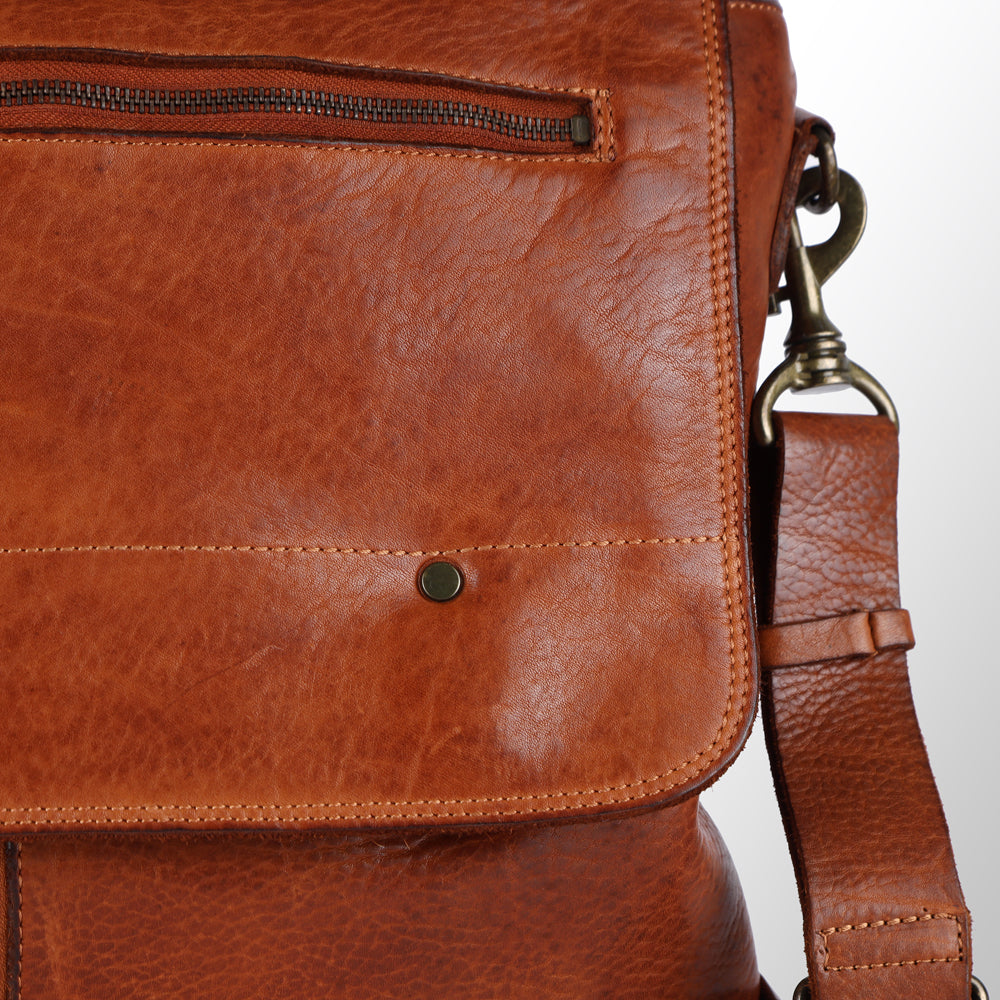 Spaghetti Western Briefcase Vintage Handmade Drum Dyed Genuine European Cowhide Leather
