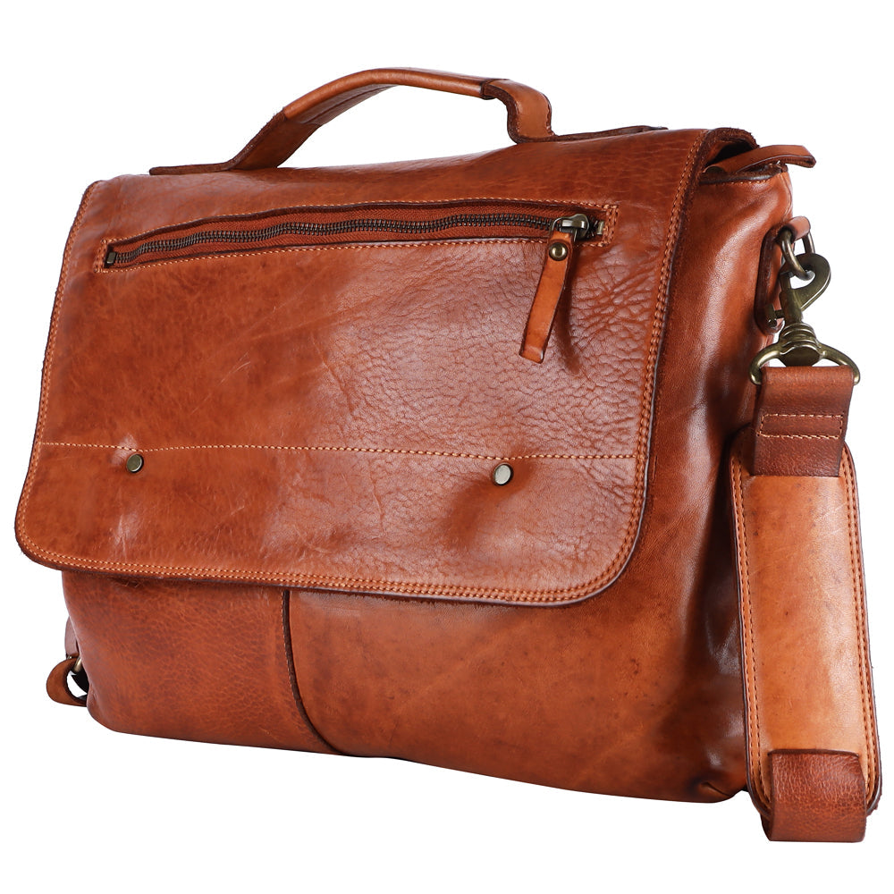Spaghetti Western Briefcase Vintage Handmade Drum Dyed Genuine European Cowhide Leather