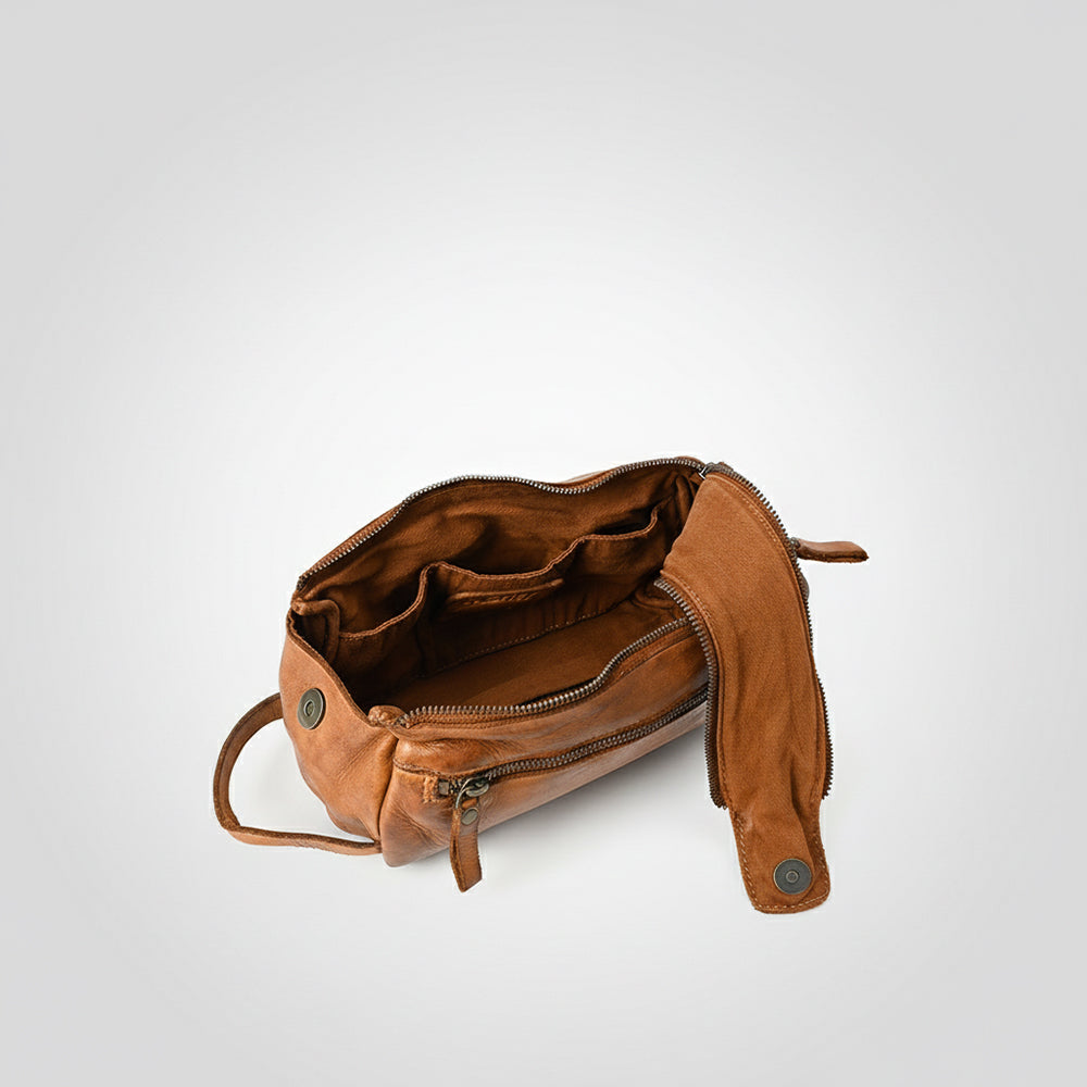 Spaghetti Western Swc411Tan Fanny Pack Vintage Handmade Drum Dyed Genuine European Cowhide Leather Women Bag Western Handbag Purse