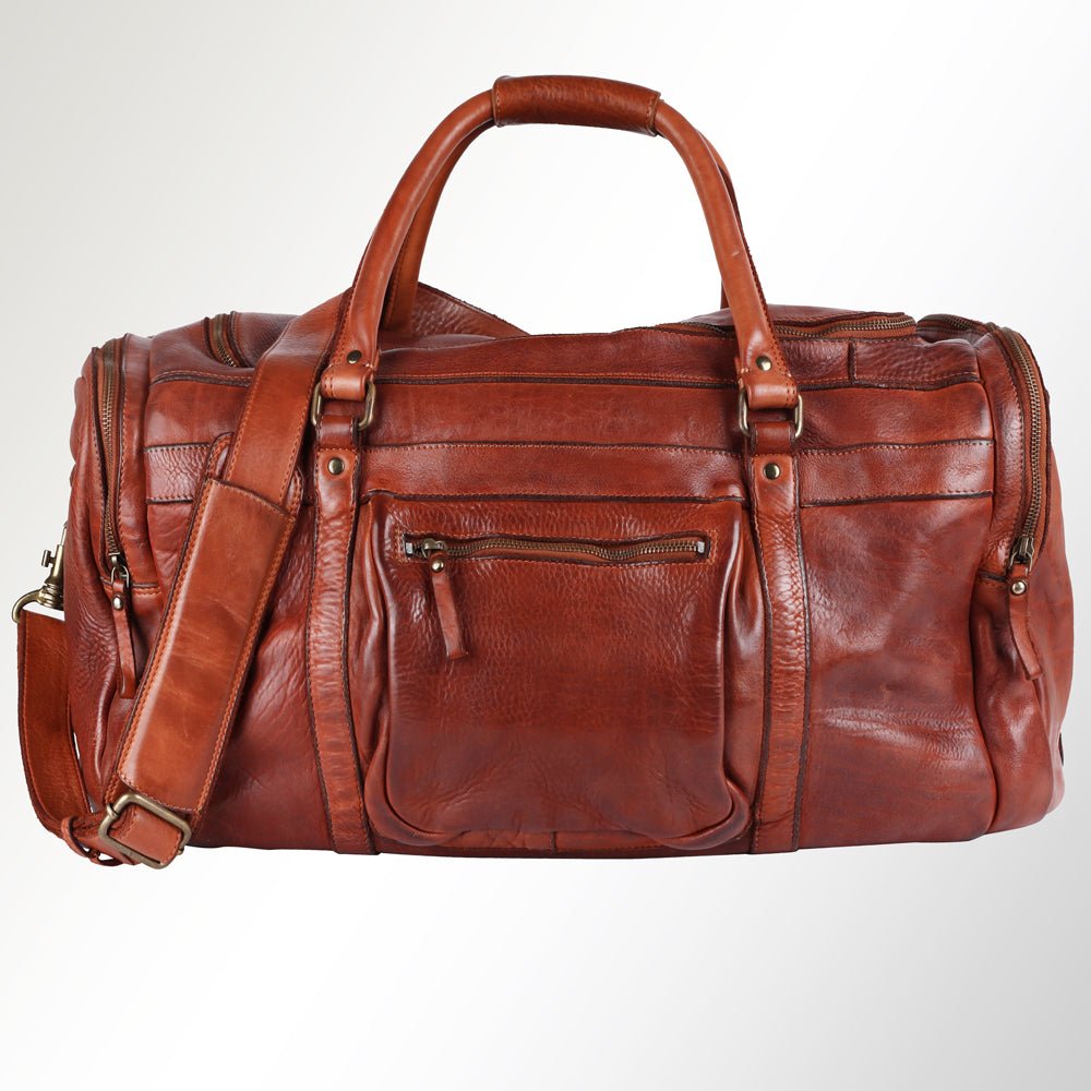 Spaghetti Western Duffel Vintage Handmade Drum Dyed Genuine European Cowhide Leather
