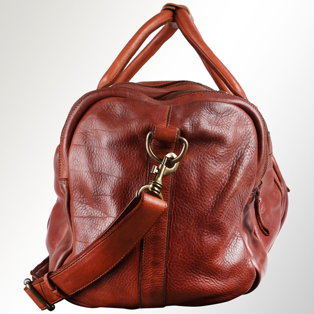Spaghetti Western Duffel Vintage Handmade Drum Dyed Genuine European Cowhide Leather