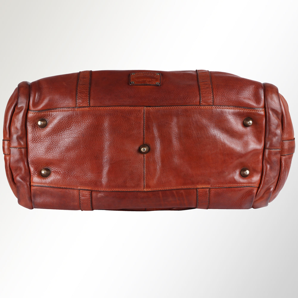 Spaghetti Western Duffel Vintage Handmade Drum Dyed Genuine European Cowhide Leather