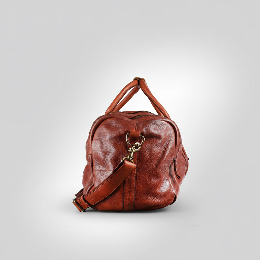 Spaghetti Western Swc401Cg Duffel Vintage Handmade Drum Dyed Genuine European Cowhide Leather Women Bag Western Handbag Purse