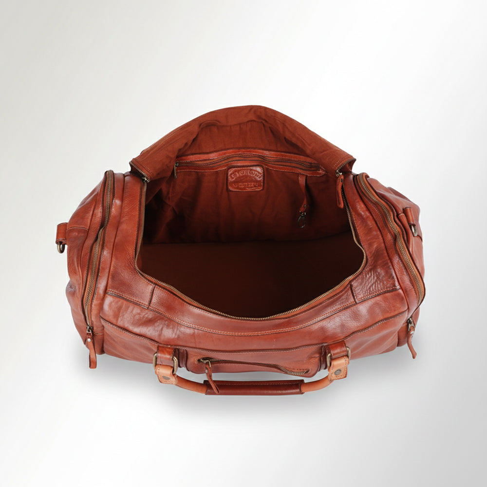 Spaghetti Western Swc401Cg Duffel Vintage Handmade Drum Dyed Genuine European Cowhide Leather Women Bag Western Handbag Purse