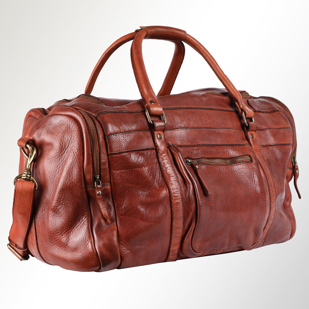 Spaghetti Western Duffel Vintage Handmade Drum Dyed Genuine European Cowhide Leather