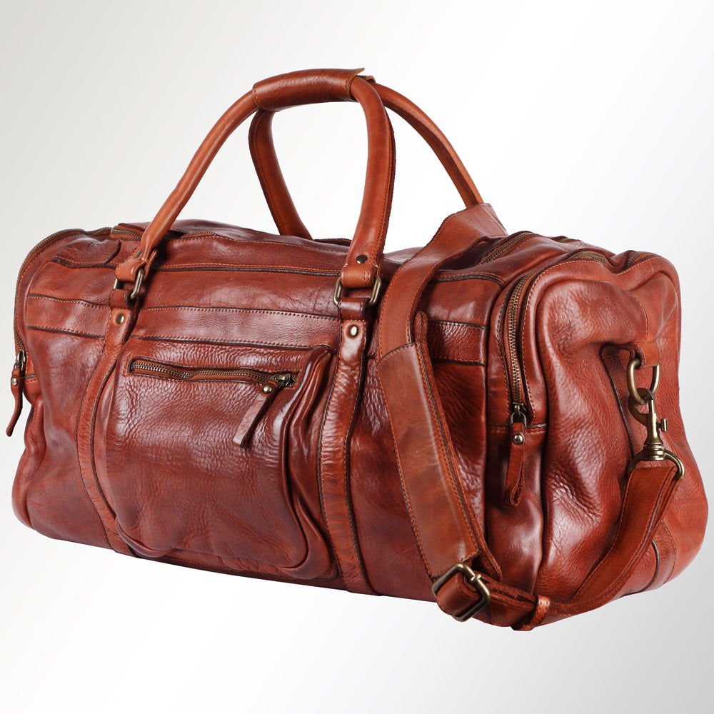 Spaghetti Western Duffel Vintage Handmade Drum Dyed Genuine European Cowhide Leather