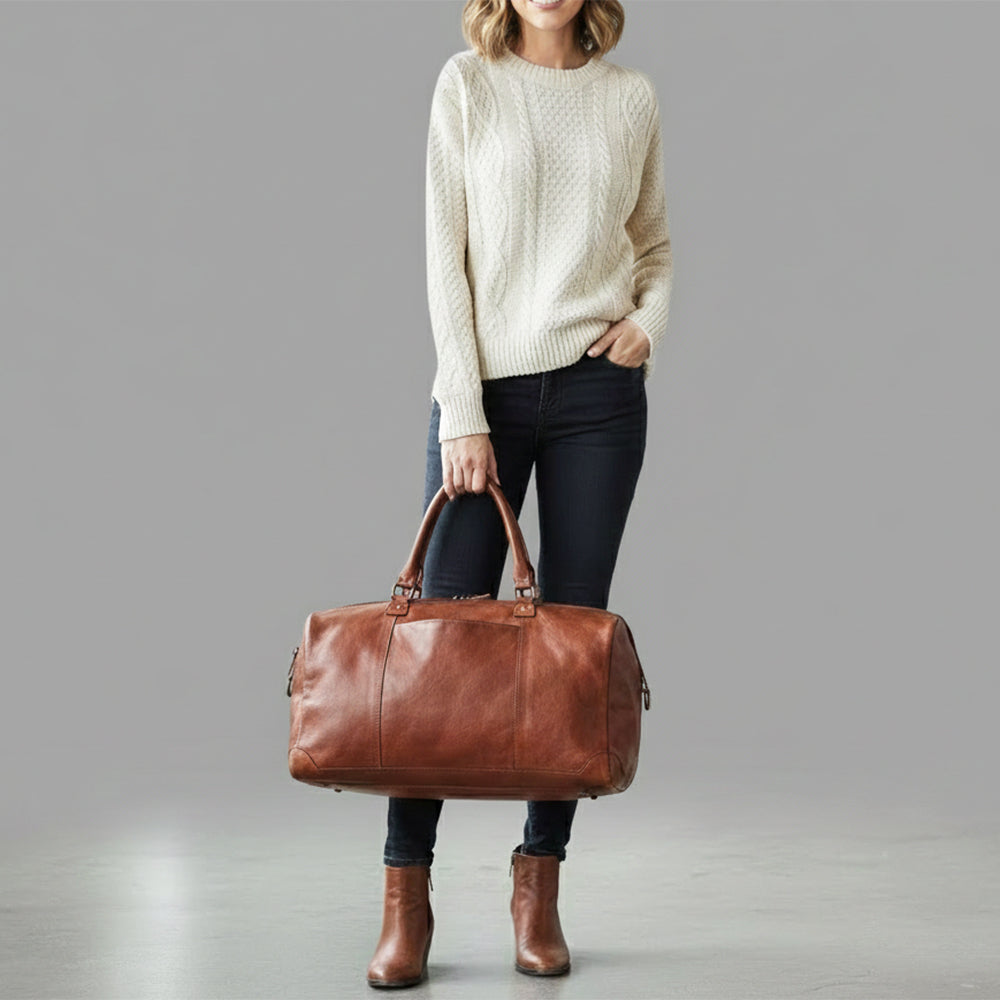 Spaghetti Western Swc418Cg Duffel Vintage Handmade Drum Dyed Genuine European Cowhide Leather Women Bag Western Handbag Purse