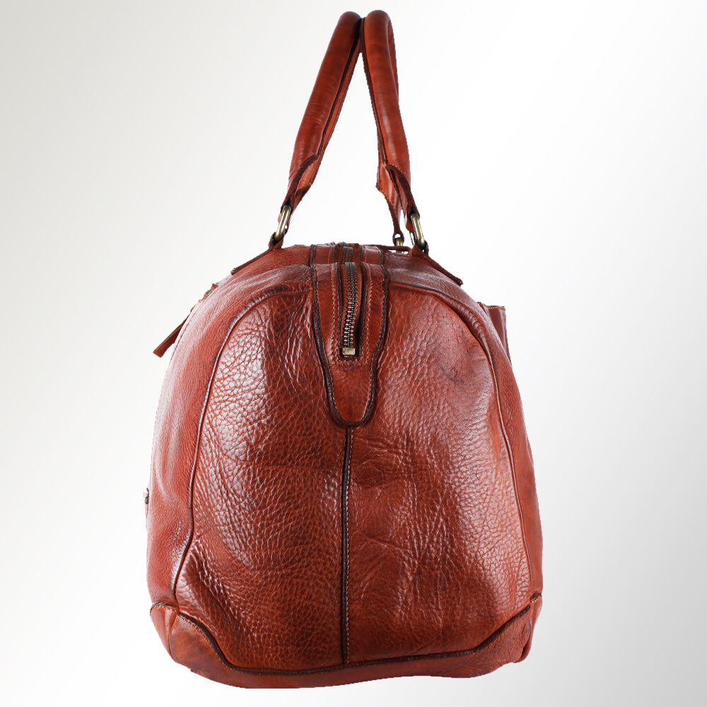 Spaghetti Western Duffel Vintage Handmade Drum Dyed Genuine European Cowhide Leather