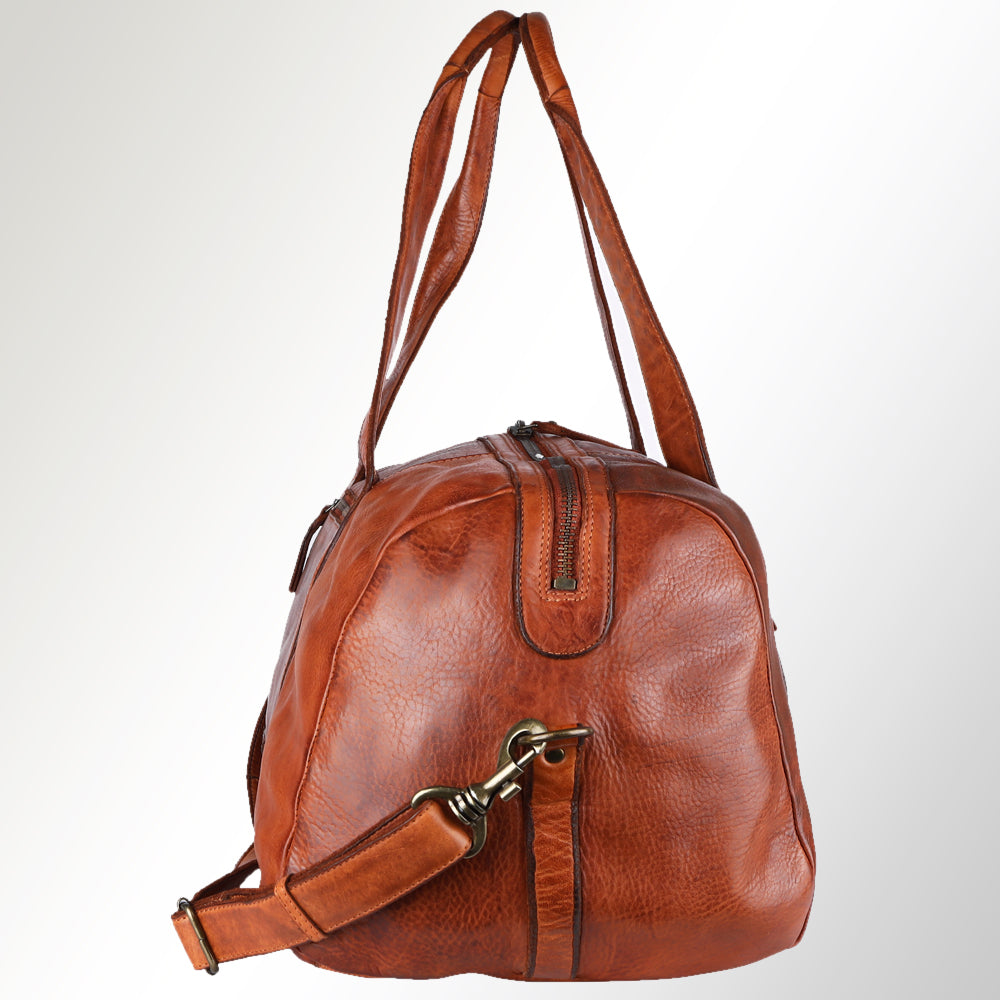 Spaghetti Western Duffel Vintage Handmade Drum Dyed Genuine European Cowhide Leather
