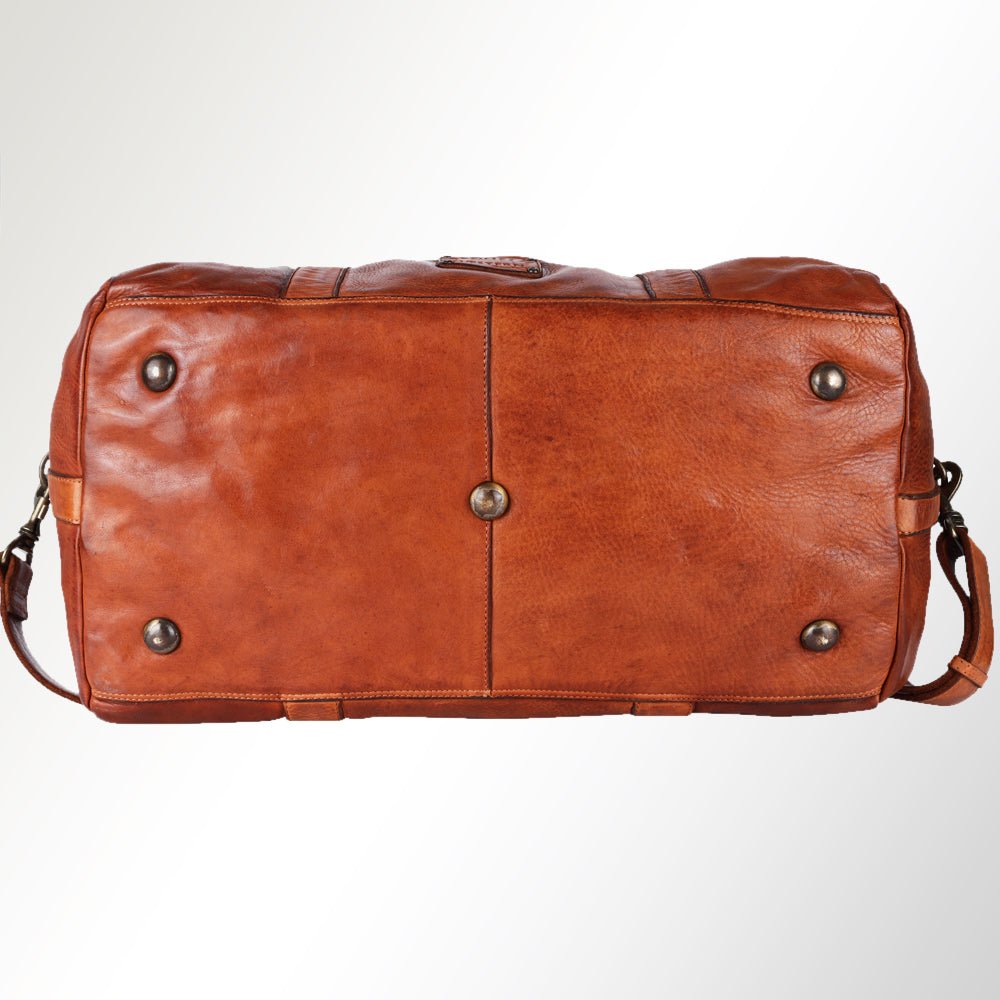 Spaghetti Western Duffel Vintage Handmade Drum Dyed Genuine European Cowhide Leather