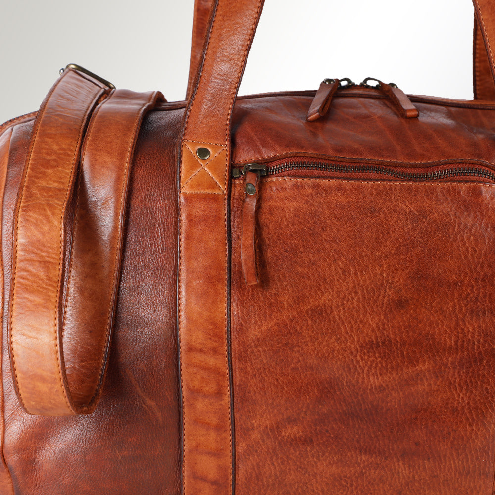 Spaghetti Western Duffel Vintage Handmade Drum Dyed Genuine European Cowhide Leather