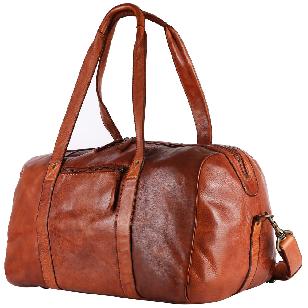 Spaghetti Western Duffel Vintage Handmade Drum Dyed Genuine European Cowhide Leather