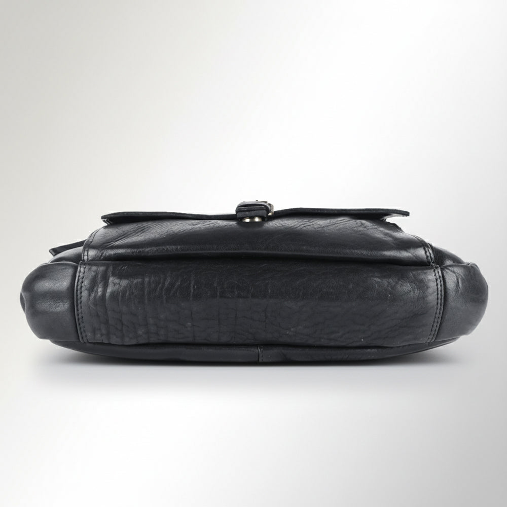 Spaghetti Western Swc417Blk Briefcase Vintage Handmade Drum Dyed Genuine European Cowhide Leather Women Bag Western Handbag Purse