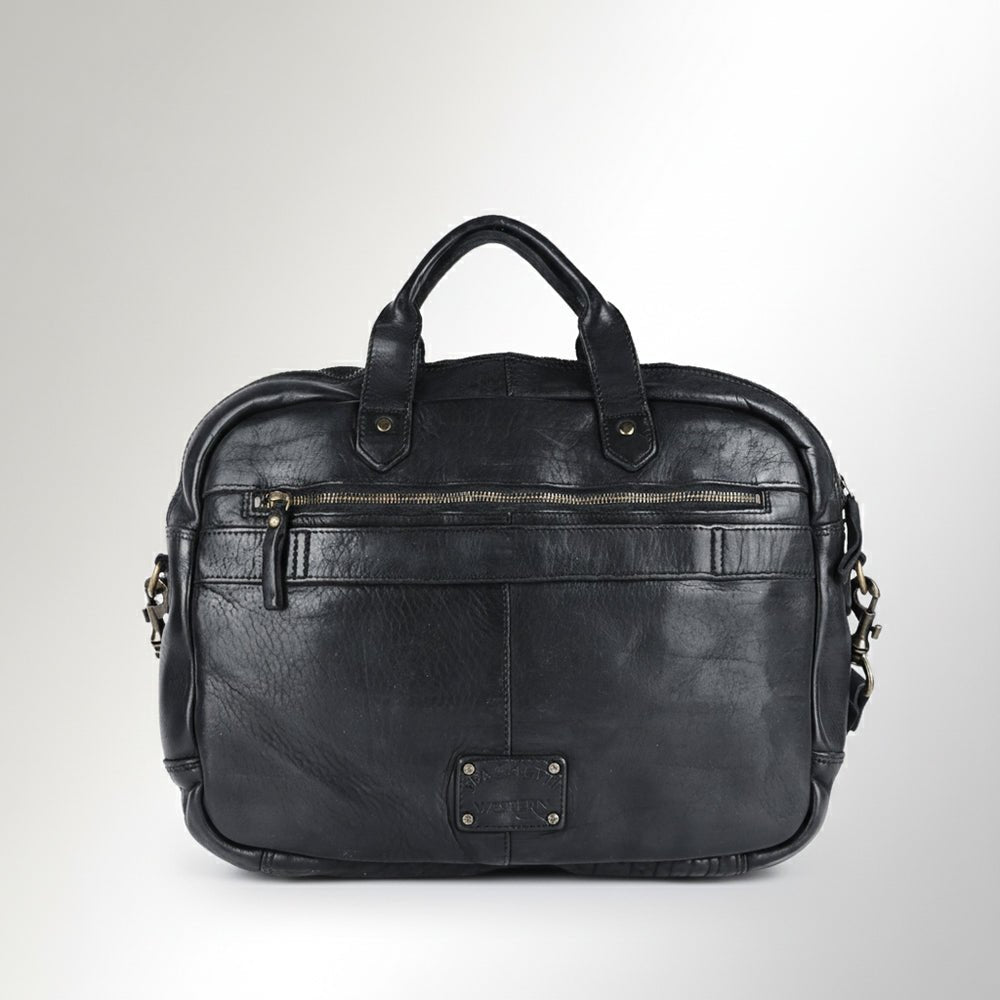 Vintage Drum Dyed Full Grain European Leather Handcrafted Briefcase For Women Patina