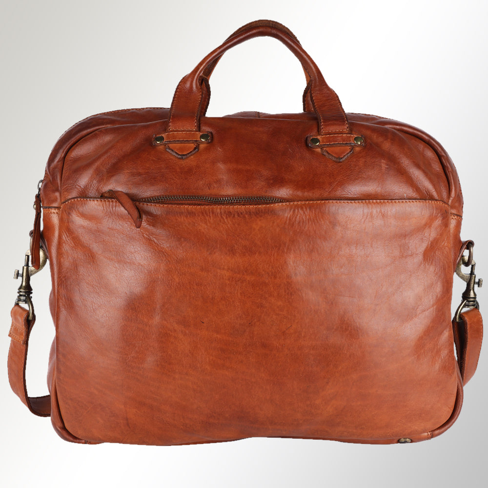 Spaghetti Western Briefcase Vintage Handmade Drum Dyed Genuine European Cowhide Leather
