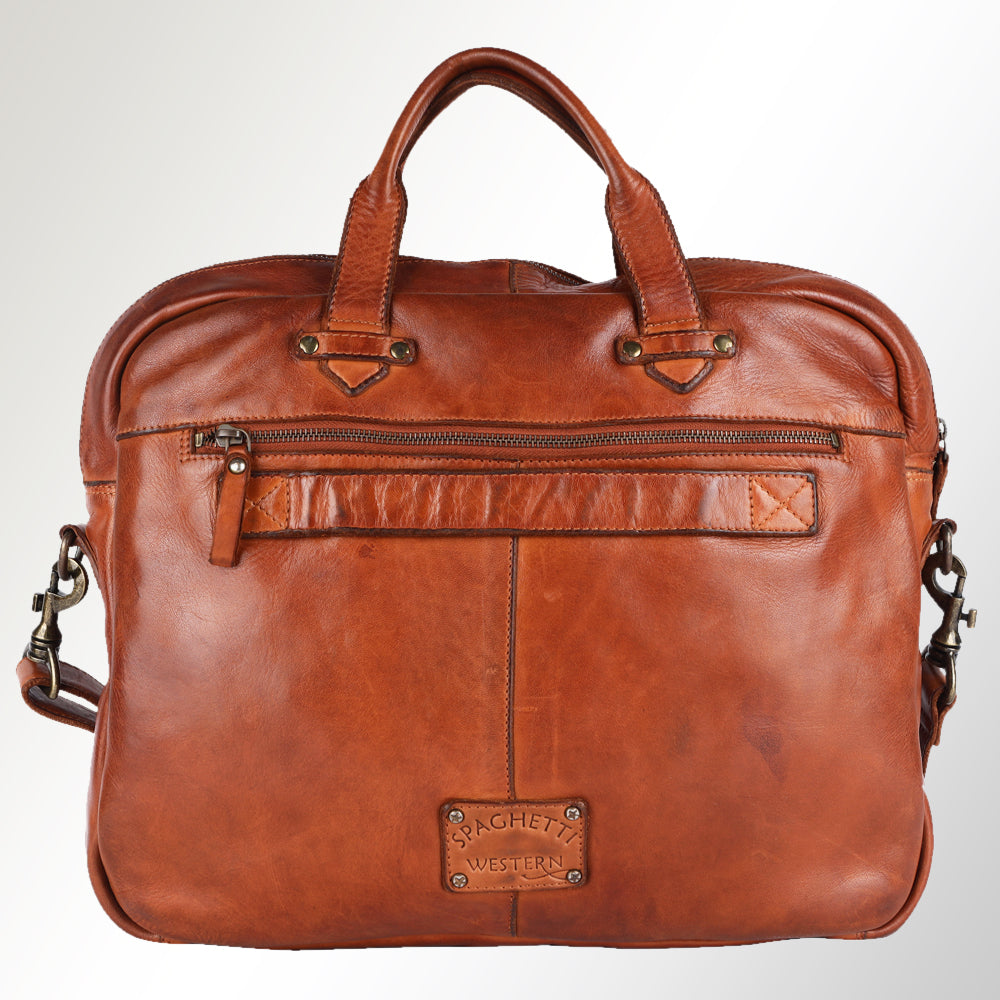 Spaghetti Western Briefcase Vintage Handmade Drum Dyed Genuine European Cowhide Leather