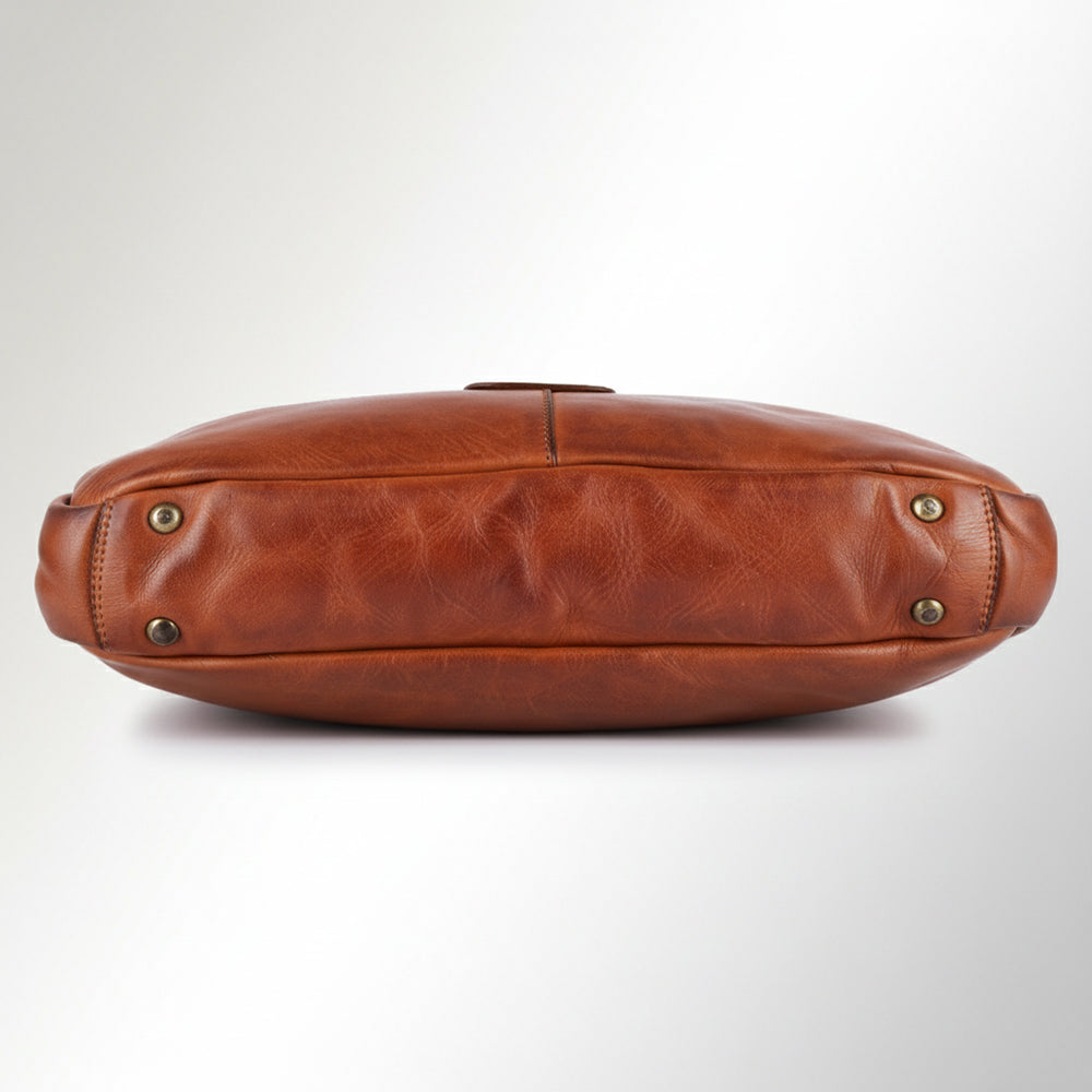 Spaghetti Western Swc415Tan Briefcase Vintage Handmade Drum Dyed Genuine European Cowhide Leather Women Bag Western Handbag Purse