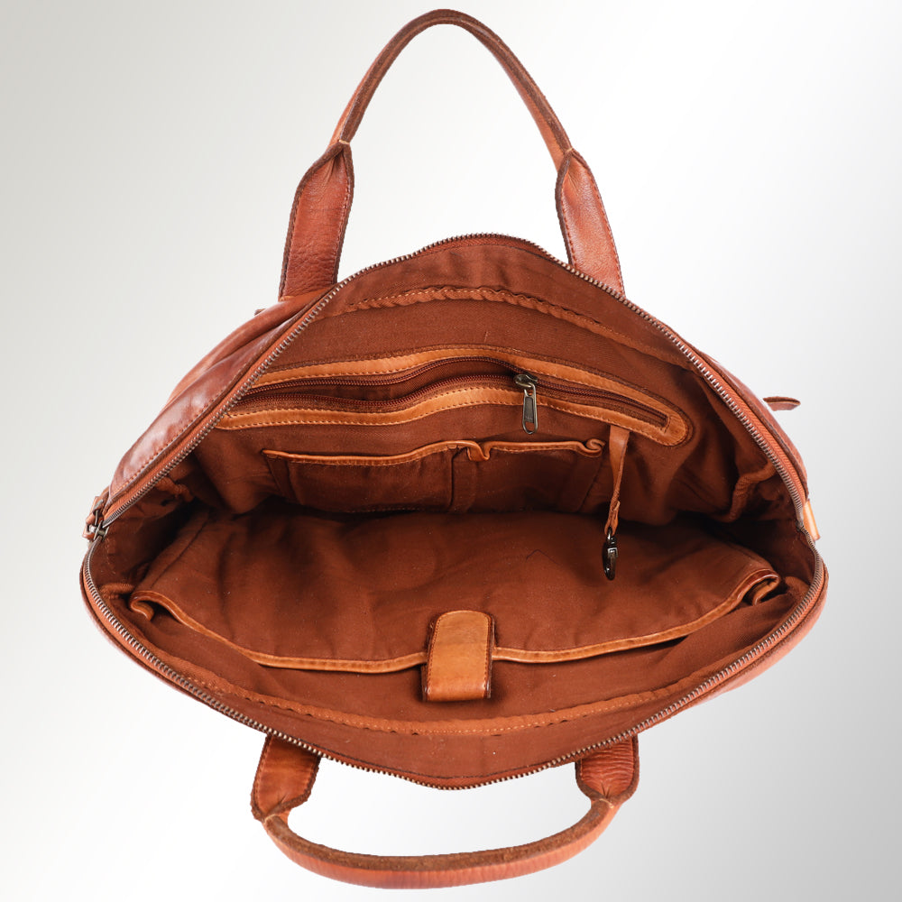 Spaghetti Western Briefcase Vintage Handmade Drum Dyed Genuine European Cowhide Leather