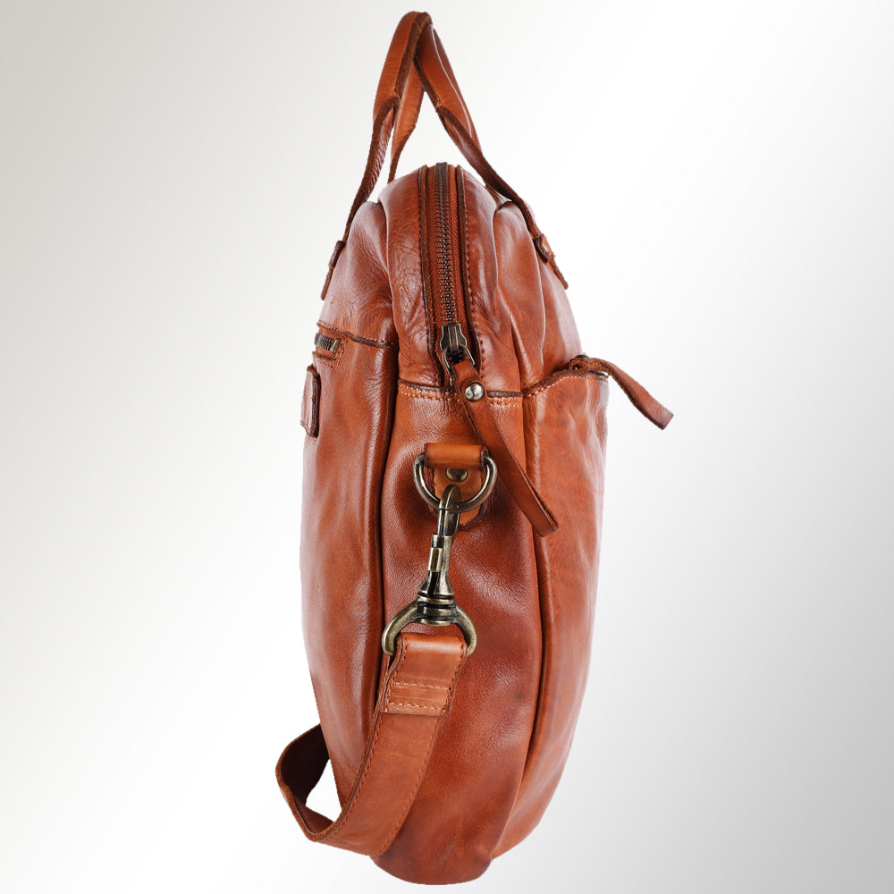 Spaghetti Western Briefcase Vintage Handmade Drum Dyed Genuine European Cowhide Leather