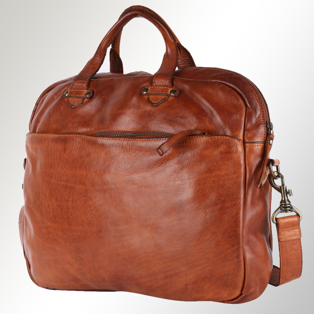 Spaghetti Western Briefcase Vintage Handmade Drum Dyed Genuine European Cowhide Leather