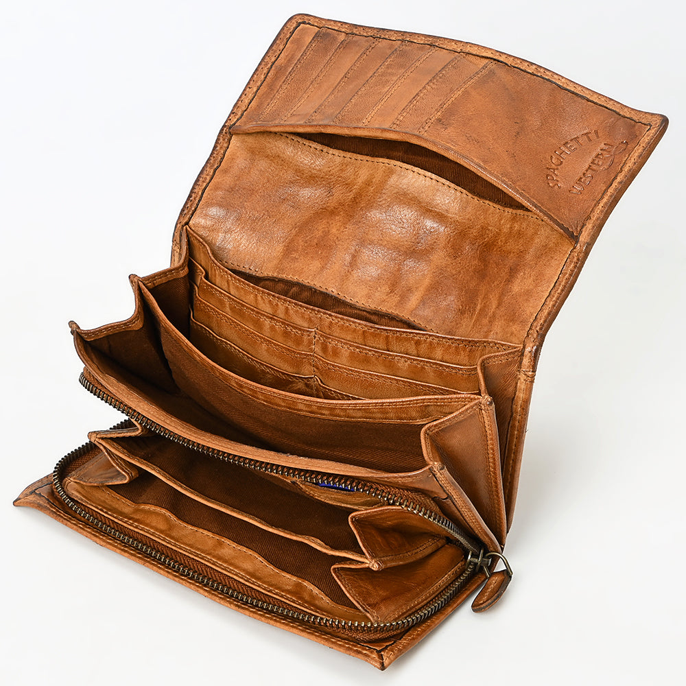 Spaghetti Western Wallet Vintage Handmade Drum Dyed Genuine European Cowhide Leather