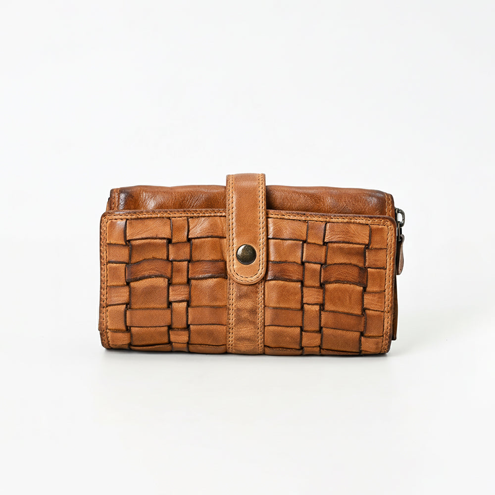 Spaghetti Western Swc446Tan Wallet Vintage Handmade Drum Dyed Genuine European Cowhide Leather Women Bag Western Handbag Purse