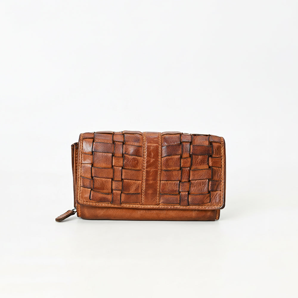 Spaghetti Western Swc447Cg Wallet Vintage Handmade Drum Dyed Genuine European Cowhide Leather Women Bag Western Handbag Purse