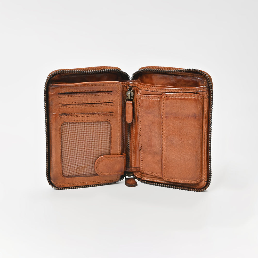 Spaghetti Western Swc441Cg Wallet Vintage Handmade Drum Dyed Genuine European Cowhide Leather Women Bag Western Handbag Purse