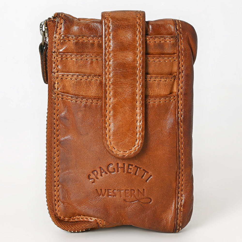 Spaghetti Western Coin Purse Vintage Handmade Drum Dyed Genuine European Cowhide Leather