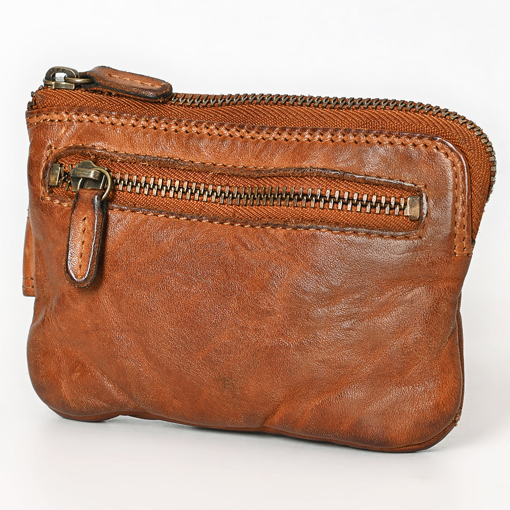 Spaghetti Western Coin Purse Vintage Handmade Drum Dyed Genuine European Cowhide Leather